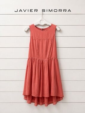 JAVIER SIMORRA Coral Silk Sleeveless Dress Size 2